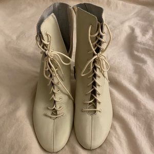 white lace-up zara booties